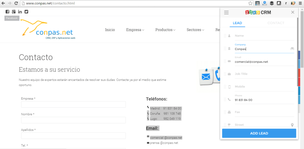 Capturando un contacto desde web a Zoho CRM