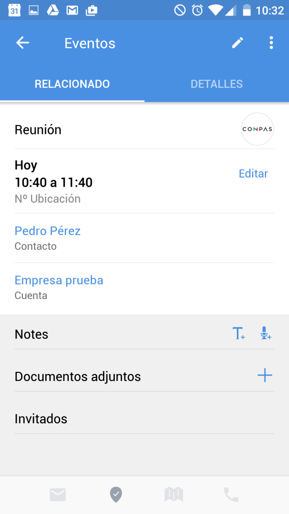 Vista detalles del evento