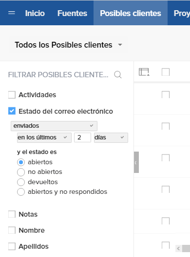 Filtrar por estado del correo
