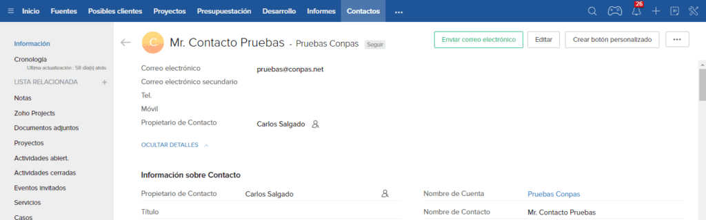Botón personalizado Zoho CRM Botón personalizado Zoho CRM