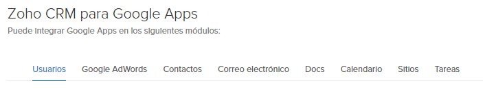 Integración de Zoho CRM con G Suite Integración de Zoho CRM con G Suite