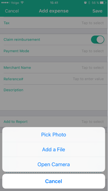 Elegir ticket Zoho Expense iOS Elegir ticket Zoho Expense iOS