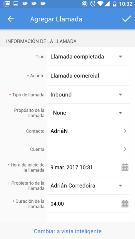 Agregar llamada a Zoho CRM Agregar llamada a Zoho CRM