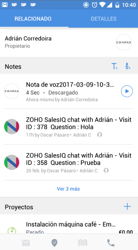 Notas de voz en Zoho CRM