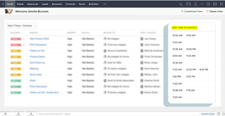 Best time to contact Zia Zoho CRM Best time to contact Zia Zoho CRM