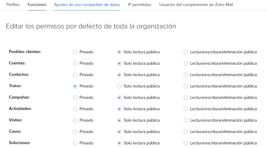 Ajustes de uso compartido de datos