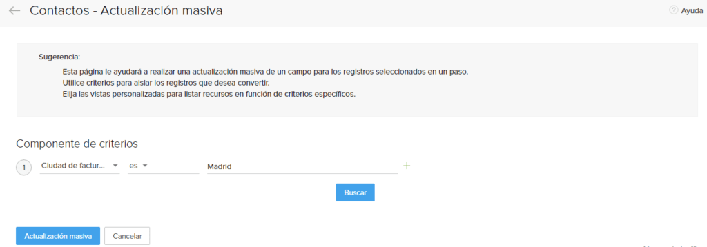 Actualización masiva en Zoho CRM Actualización masiva en Zoho CRM