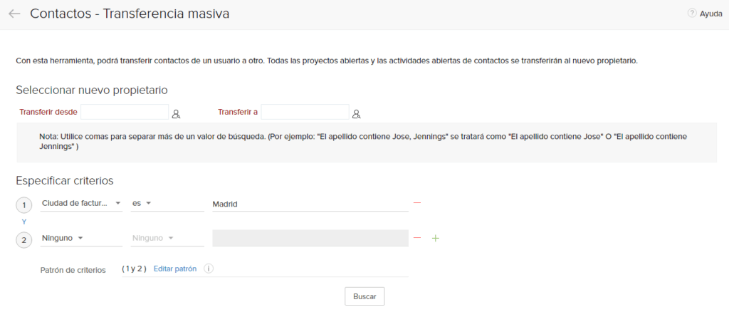 Transferencia masiva en Zoho CRM