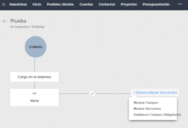 acciones posibles en regla de diseño