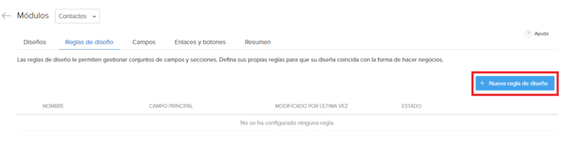 Crear regla de diseño en Zoho CRM