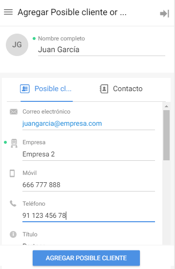 Nuevo posible cliente Gmail