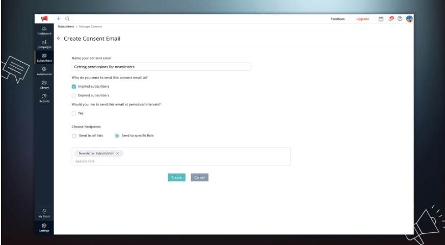 Mail de consentimiento en Zoho Campaings