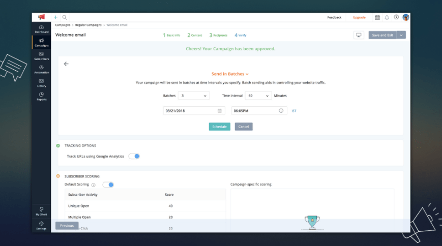 Envios de mailing dividiso en Zoho Campaings