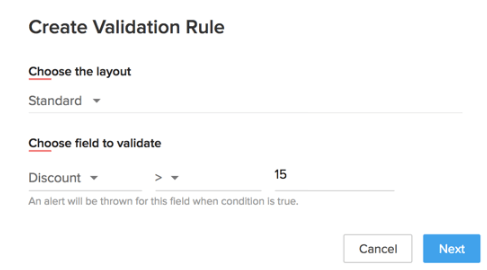 ejemplo regla validacion zoho