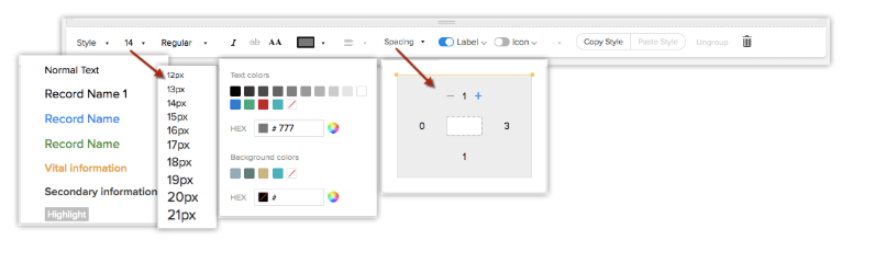 tabla de edicion en zoho crm