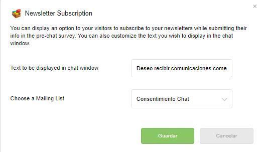 Configuración Chat SalesIQ para GDPR
