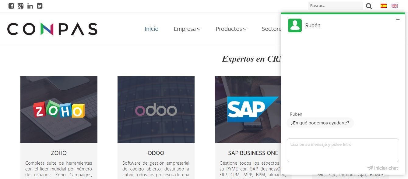SalesIQ implementado en Conpas.net