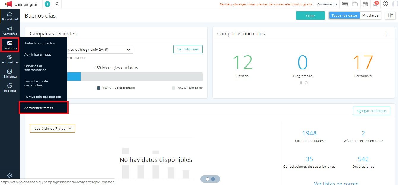 Zoho Campaigns le ayuda con la RGPD Zoho Campaigns le ayuda con la RGPD